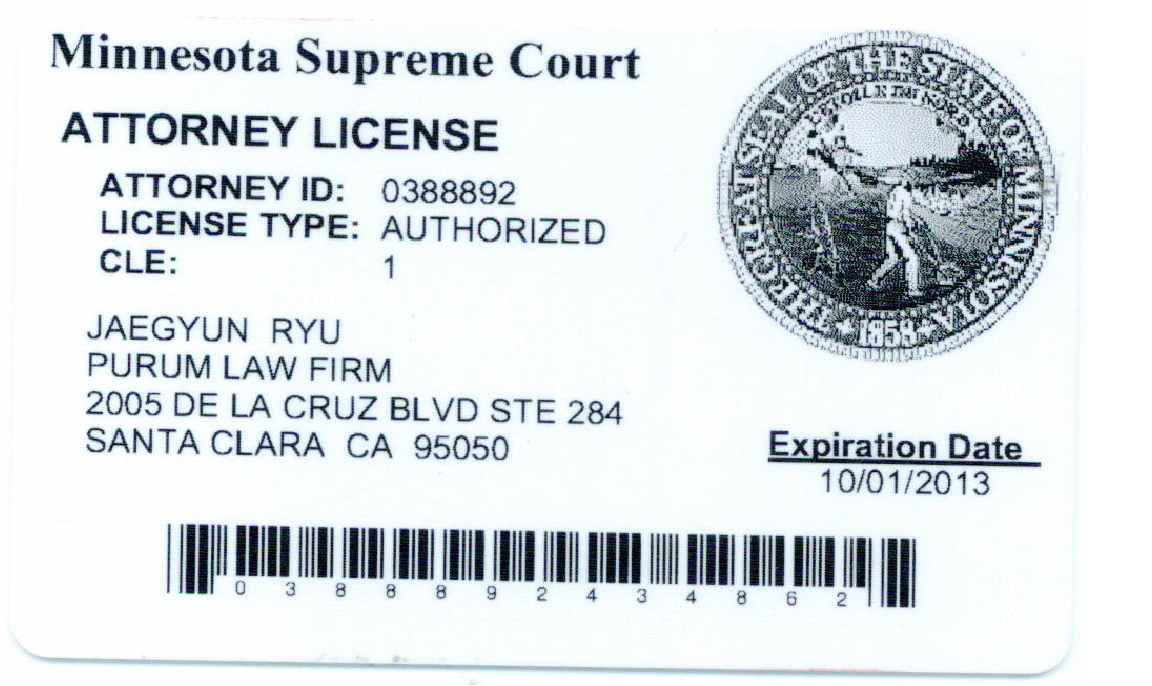 2013 MN attorney license